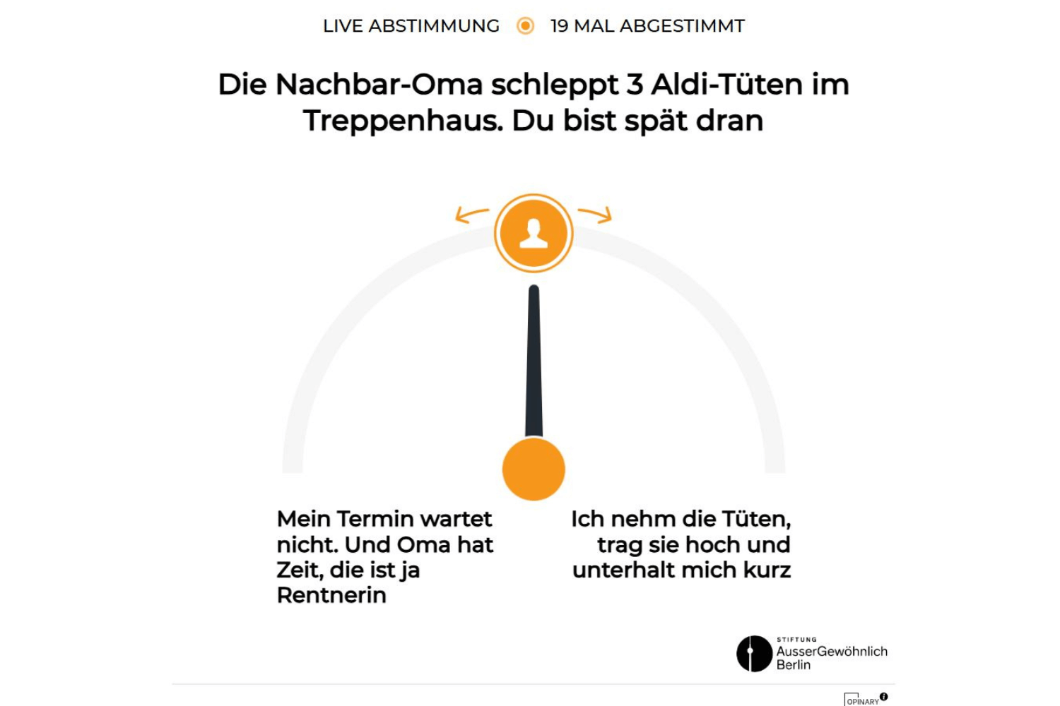 Die Nachbar-Oma schleppt 3 Aldi-Tüten im Treppenhaus.  Du bist spät dran