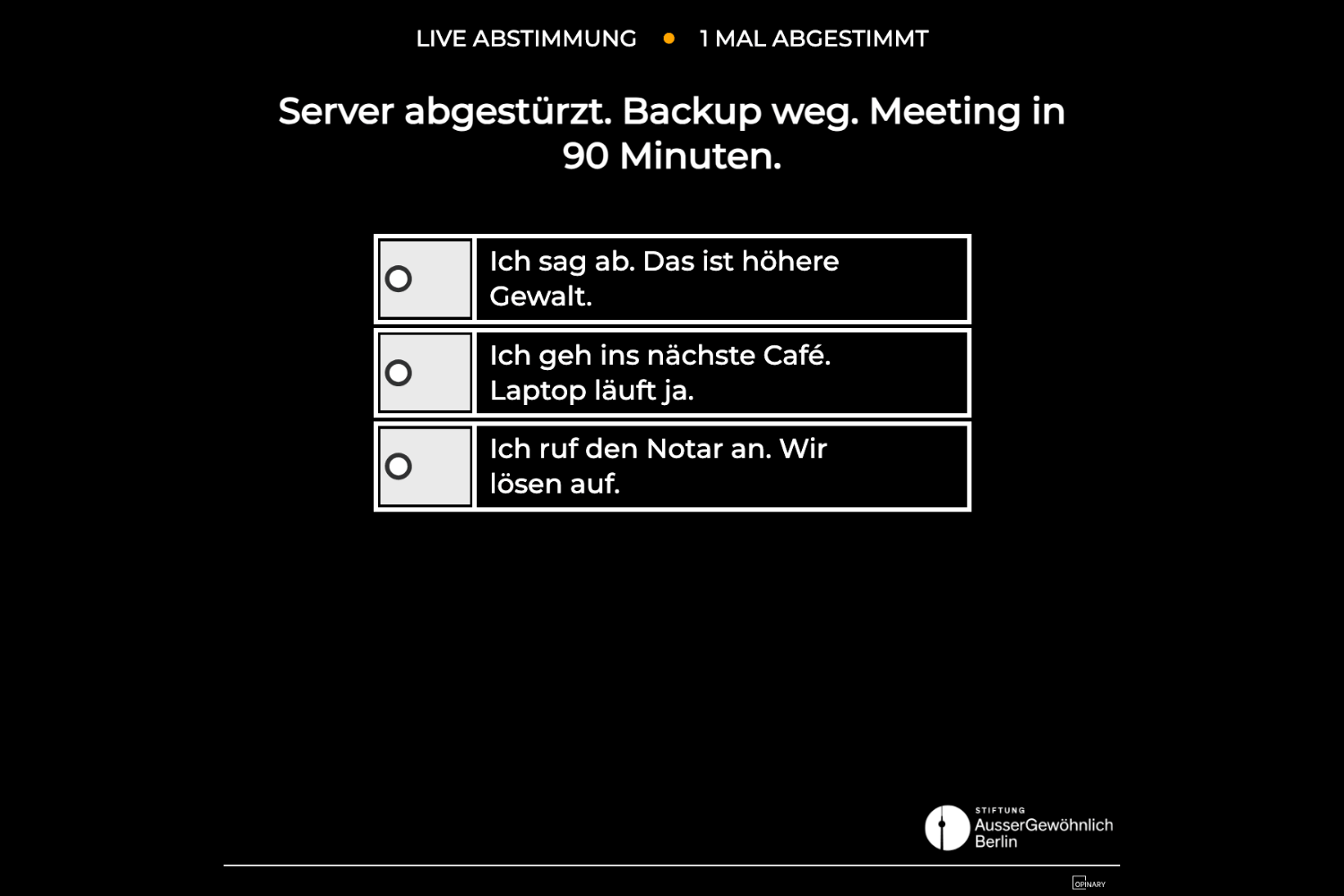 Server abgestürzt. Backup weg. Meeting in 90 Minuten.